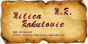 Milica Rakulović vizit kartica